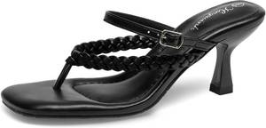 lot 8069 image: Womens Kitten Heels Open-Toe Braided Strappy Sandals, 2-Inch Heel 8.5 Champagne