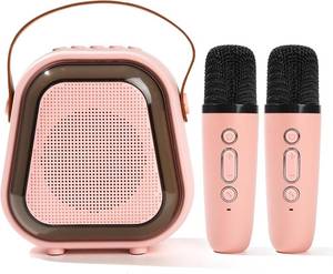 lot 8081 image: Mini Karaoke Machine for Kids, Bluetooth Speaker with LED, 2-Mic System