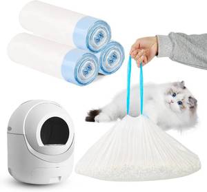 lot 8104 image: Cat Litter Bags 60 Count, 21.65x11.8 in, Drawstring Litter Box Liners