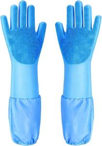 lot 8119 image: Silicone Pet Bath Gloves, 1 Pair, Waterproof Scrubber for Cats or Dogs