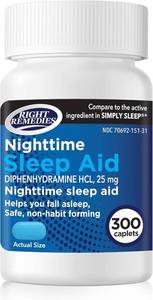 lot 8144 image: RIGHT REMEDIES Night Sleep Aid Caplets, Diphenhydramine HCl 25 mg, 300 ct