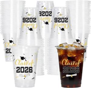 lot 8157 image: 3 Packs 40 Pcs Graduation Cups 2026, 16oz Plastic Cups, Class of 2026 Party (Bla