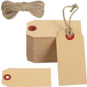 lot 8182 image: 3 Packs 150 Pcs Hang Tags with Strings, Jute Twine for Labeling and Pricing