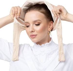 lot 8183 image: 4 Packs Womens Cotton Bonnet with Satin Lining  Hijab Sleep Cap with Tie-Back