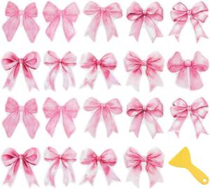 lot 8216 image: 30 Pcs Pink Bow Non-Slip Bathtub Stickers with Scraper   Bathroom Accessories