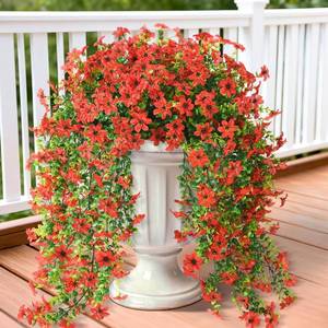 lot 8227 image: ZFProcess Artificial Hanging Flowers, 2 Pcs UV-Resistant Faux Flowers