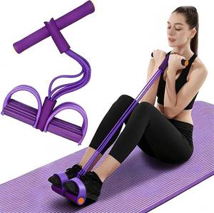 lot 8257 image: 6-Tube Elastic Tension Rope Yoga Pedal Puller Resistance Band, Natural Latex