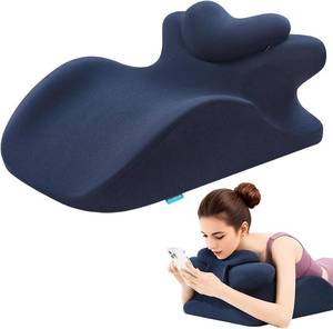 lot 8273 image: MOONYOOY Ergonomic Memory Foam Wedge Pillow, 27  Incline, Blue