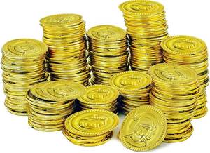 lot 8300 image: The Dreidel Company St. Patricks Pirate Gold Coins, 100 Pack, Plastic