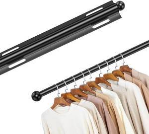 lot 8345 image: 12 Valet Rod for Closet, Slide-Out, Chrome Finish, 40 lb Capacity (Black)