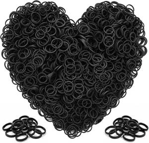 lot 8357 image: Black Hair Rubber Bands, Mini 13mm (0.5), 2000 Pcs, Small, Soft Elastic