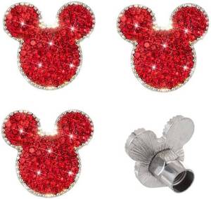 lot 8373 image: Bling Car Tire Valve Caps, 4Pcs Crystal Rhinestone Bear Head, Universal Fit