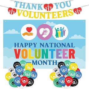 lot 8412 image: Tudomro 63-Pcs Volunteer Appreciation Party Decorations, Banners & Balloons
