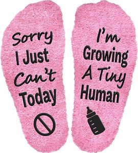 lot 8458 image: 2 Packs Sorry I Cant Im Growing A Tiny Human Socks, Pregnancy Socks for Mom To