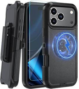 lot 8469 image: Magnetic iPhone 17 Pro Max Case with Belt Clip, MagSafe, Tempered Glass