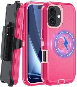 lot 8470 image: Magnetic iPhone 17 Case with Belt Clip, MagSafe Compatible, Tempered Glass