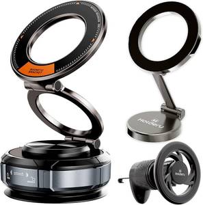 lot 8471 image: Magnetic Car Phone Holder 3-in-1 Mount for MagSafe Dashboard, Vent & Wheel