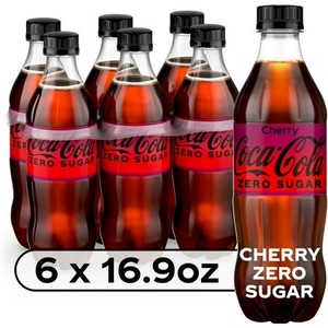 lot 8486 image: Coca-Cola Zero Sugar Cherry Diet Soda Soft Drink, 16.9 fl oz, 6 Pack