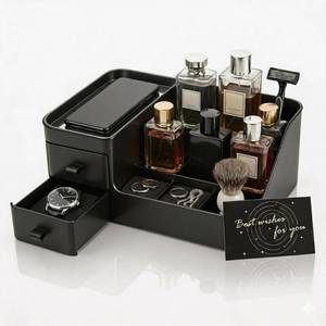 lot 8491 image: Cologne Organizer for Men with 2 Deep Drawers, Capacity Perfume Display