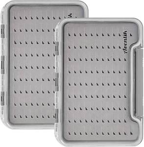lot 8524 image: Aventik 2-pack Waterproof Fly Fishing Boxes, Slim Clear Plastic Lid