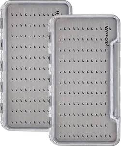 lot 8527 image: Aventik 2-Pack Waterproof Fly Boxes, Slim Clear Lid, Easy-Grip Foam Storage