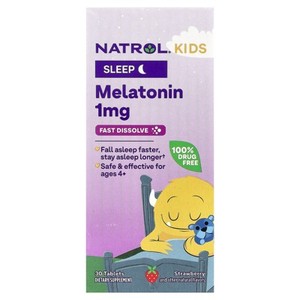 lot 8594 image: Natrol Kids, Melatonin, Ages 4, Strawberry, 30 Tablets