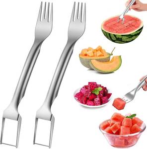 lot 8617 image: 2-in-1 Watermelon Fork Slicer Set, Dual-Head Cutter Tool (2pcs)