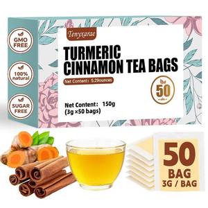 lot 8634 image: Turmeric Cinnamon Tea Bags, 50 Teabags, 3gBag, Caffeine-Free, Vegan