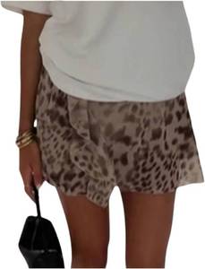 lot 8663 image: Milumia Leopard Print Mesh Skirt Y2K Ruffle Trim Sheer Flowy Mini Skirt Large