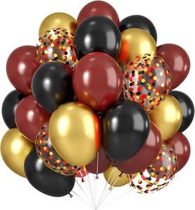 lot 8668 image: Black Burgundy Gold Confetti Balloons, 60 Pcs, 12in Metallic Party Decor