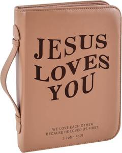 lot 8674 image: Bible Cover for Women, Leather with Handle & Zippered Pocket