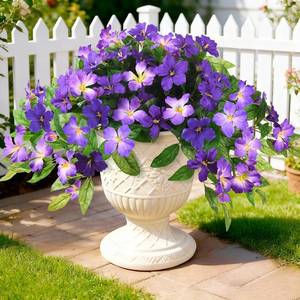 lot 8687 image: Artificial Fake Flowers Outdoor, 2PCS Realistic UV-Resistant Purple