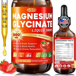 lot 8695 image: Magnesium Glycinate Liquid Drops 500mg High-Absorption with Vitamin B Vegan