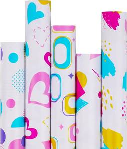 lot 8705 image: WRAP STORM Pastel Wrapping Paper, 5 Rolls (17 x 120), Geometric Macaron