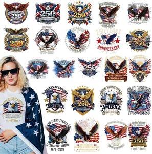 lot 8740 image: 4th of July DTF Transfers - 24 Pcs USA Iron-On Transfers for T-Shirts