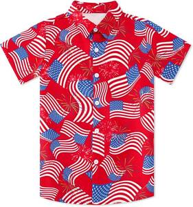 lot 8741 image: UNICOMIDEA Boys Hawaiian Shirt - Kids Tropical Luau 3D Print Button-Down