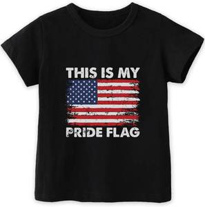 lot 8743 image: Habudda 4th July Shirt Kids 6-7T Red White Blue American Flag Tee