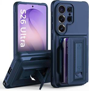 lot 8757 image: Samsung Galaxy S26 Ultra Case Wallet with Card Holder, RFID, Kickstand, Blue