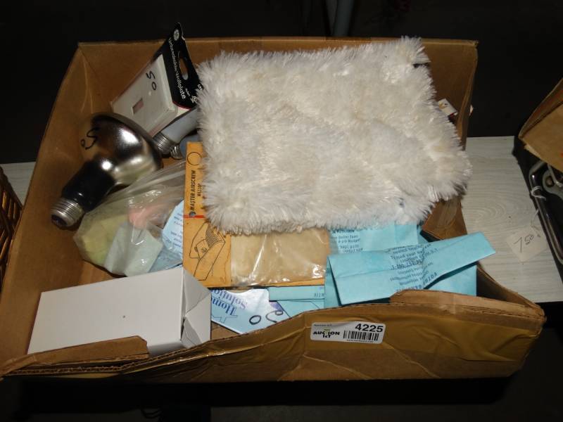 lot 4225 image: Lot of light bulbs. Duster, chalk.