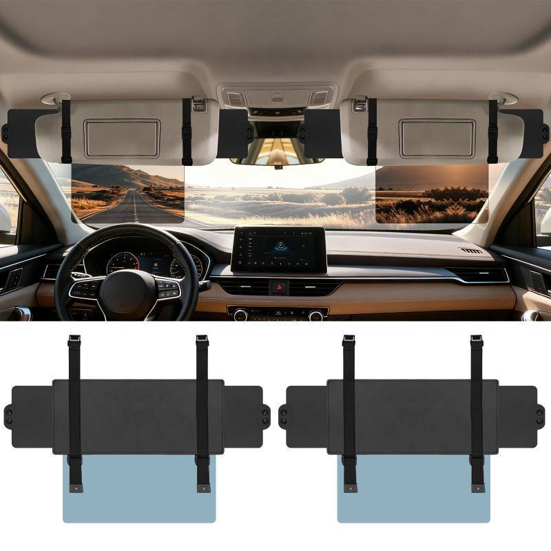 lot 4143 image: Veharvim Sun Visor Extender for Car (Polarized, UV400, PC Lens, 2 Side Sunshade), Car Visor Extender Sun Blocker, Visor Extender Attachment, Anti-Glare Sun Visor Accessory for Safe Driving (2 Pack)