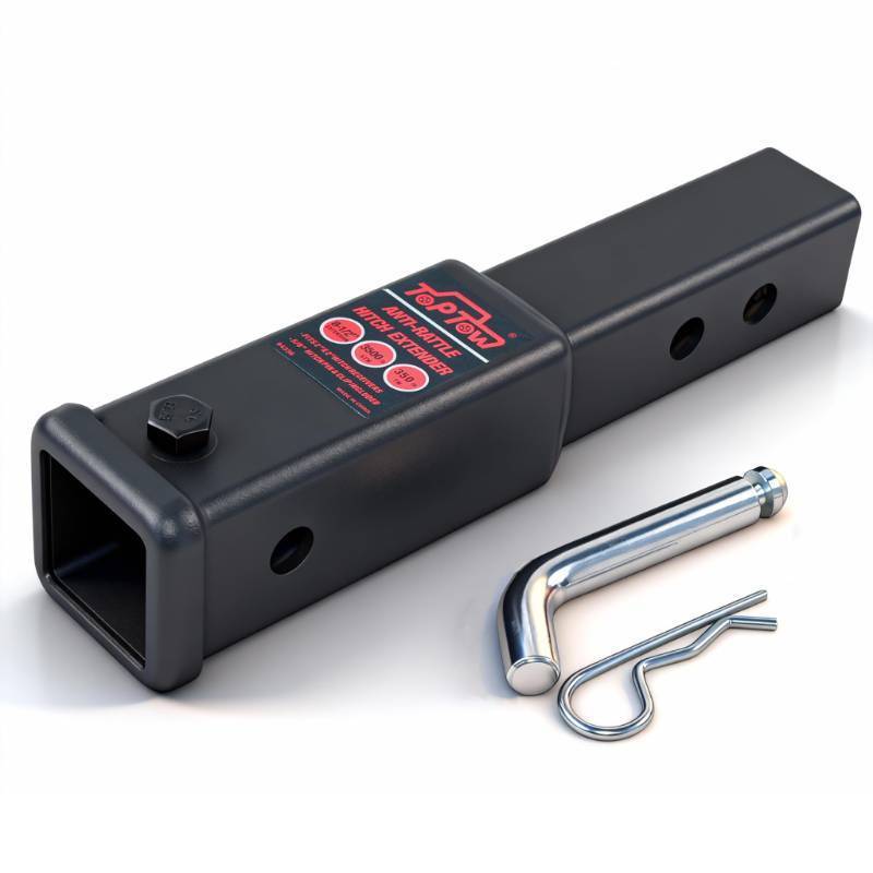 lot 3224 image: TOPTOW Trailer Hitch Extender, Fits for 2 inch Hitch Receiver, 7-inch and 8 12-inch Extension Length, with 58 inch Hitch Pin and Clip, Anti-Rattle Bolt Included