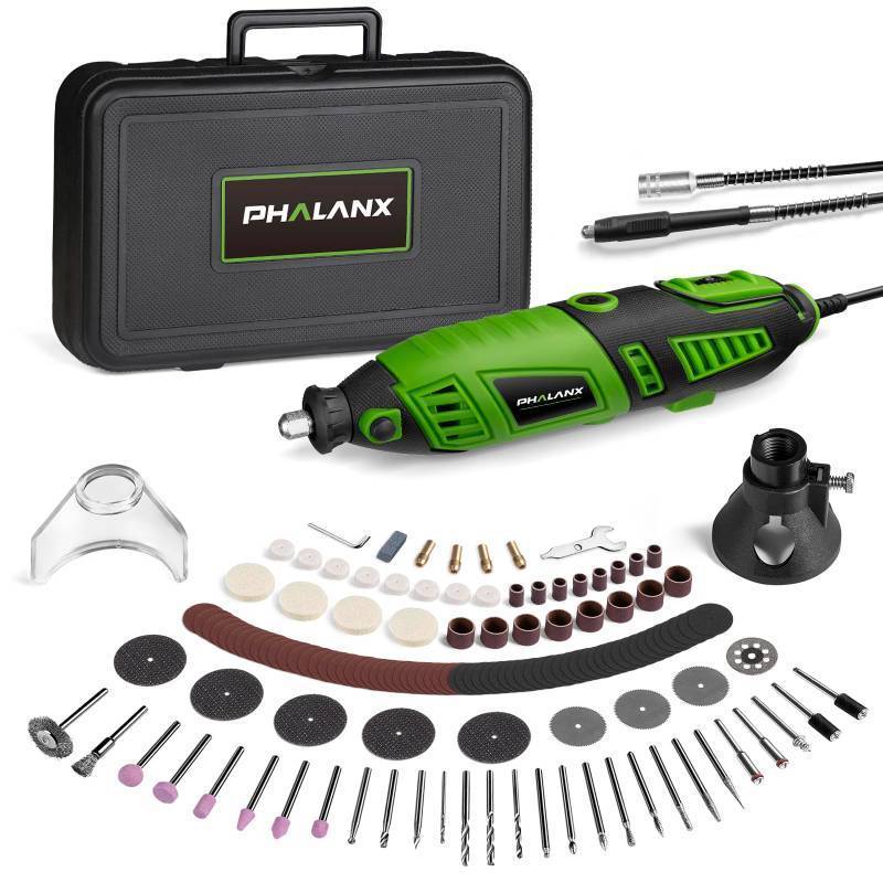 lot 3419 image: 180W Rotary Tool Kit, 1.5-Amp PHALANX 6 Variable Speed with Flex Shaft, 8000-32000RPM Multi-Tool&amp 139pcs Accessories Kit, Power Multiuse Set