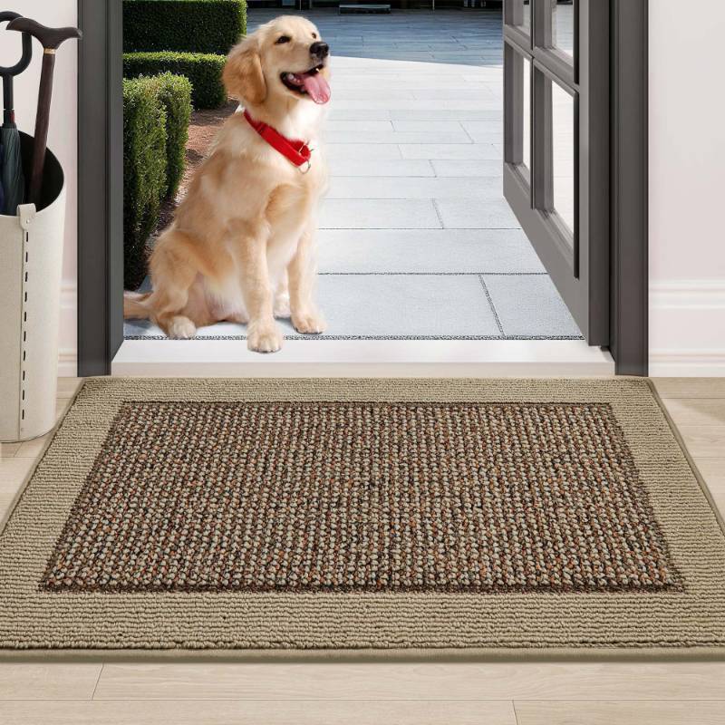 lot 3200 image: BEQHAUSE Indoor Door Mat 24 x 36, Dirt Trapper Door Mats Non-Slip Entryway Rugs Washable, Trap Dirt Absorbent Welcome Mat, Low Profile Floor Mats for Front Back Door and Entryway, Taupe