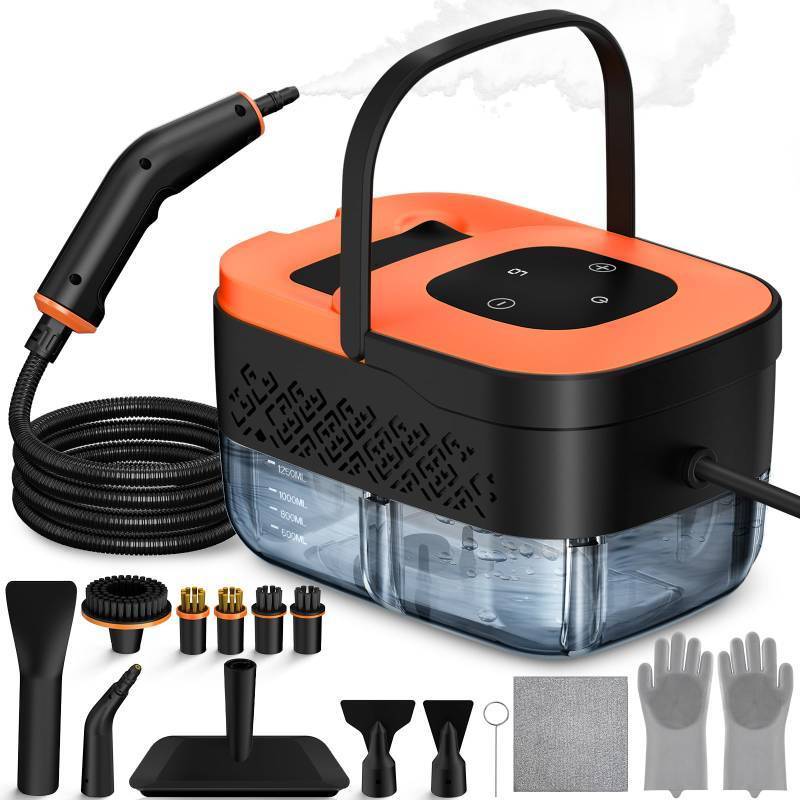 lot 1727 image: Steam Cleaner, Portable Steamer for Cleaning with 16pcs Accessories, 6-Level Adjustable and 15s Heat-Up, Handheld Steam Cleaner for Home, Tile, Dirt, Grout, Grease, Car Detailing