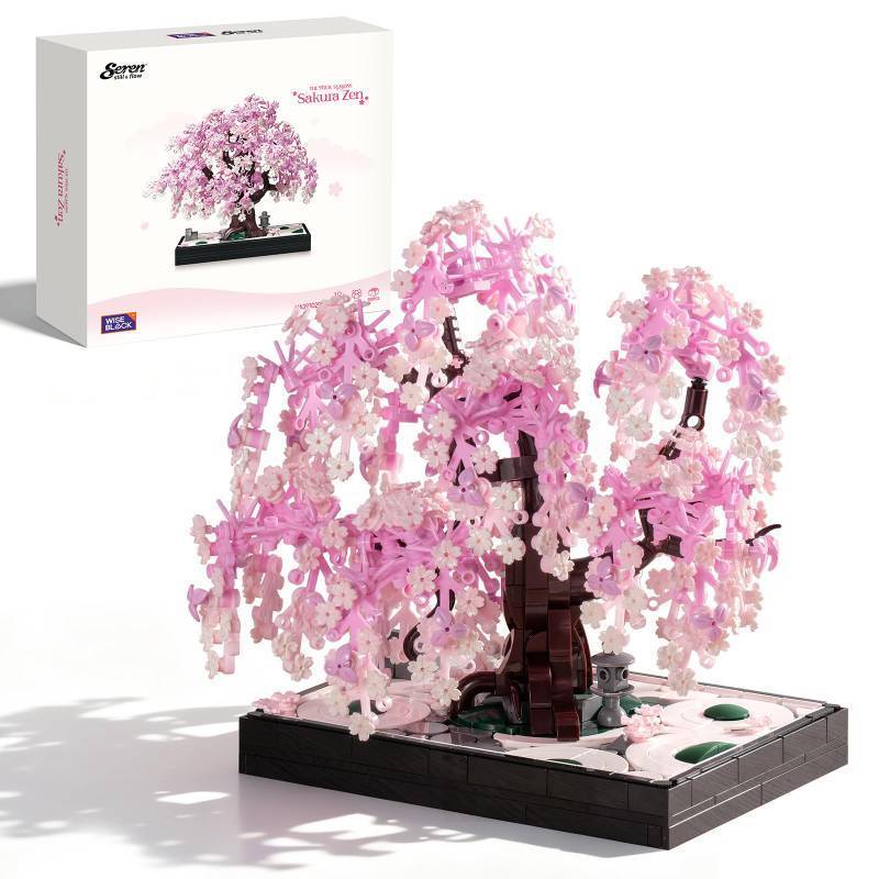 lot 1875 image: Wise Block Cherry Blossom Bonsai Building Set for Adults, Ages 18, Pink Sakura Tree Artificial Plant 900PCS