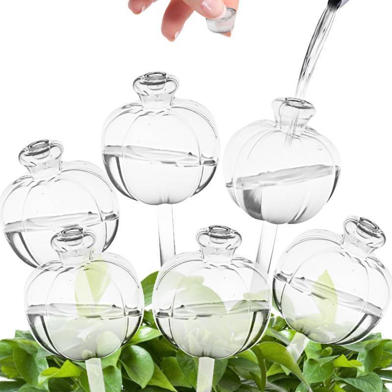 lot 5025 image: Suyeah 6 Pack Plant Watering Globes Top Fill, Self Watering Planter Spikes Insert, Self Watering Planter Insert Plant Watering Devices Plant Watering Bulbs for Indoor and Outdoor (Pumpkin)