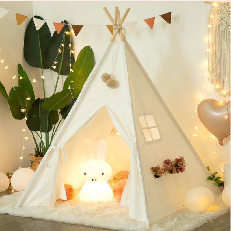 lot 1205 image: RongFa Teepee Tent for Kids-Portable Children Play Tent Indoor Outdoor (White)