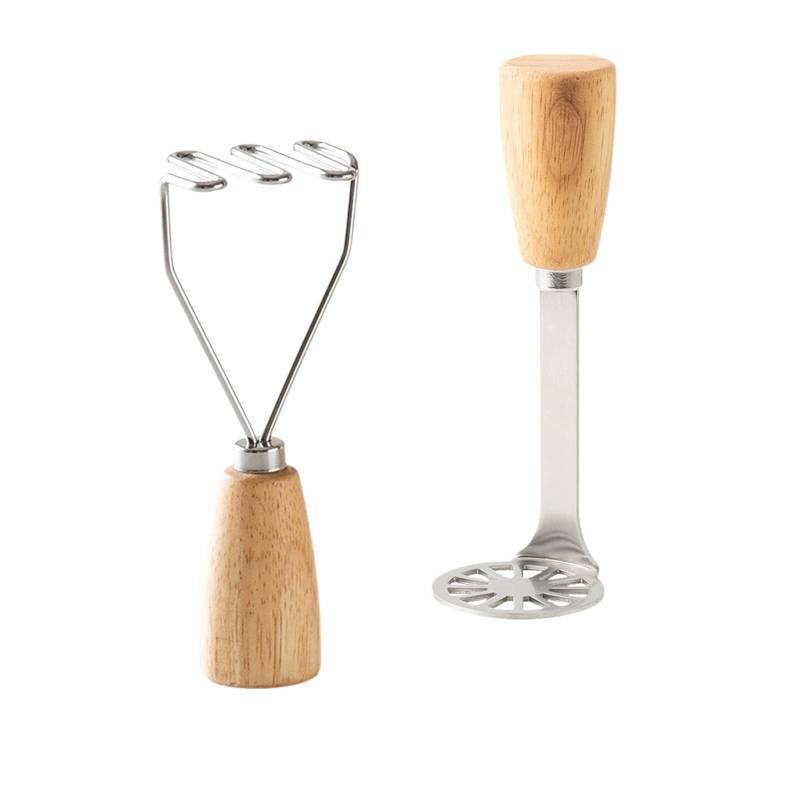 lot 9353 image: 2 Pcs Mini Potato Masher Mashed Potatoes Masher Ricer Stainless Steel Metal Small Potato Masher with ergonomic Wood Handle for Smooth or Chunky Mashed Potatoes Avocado, Easy to Clean