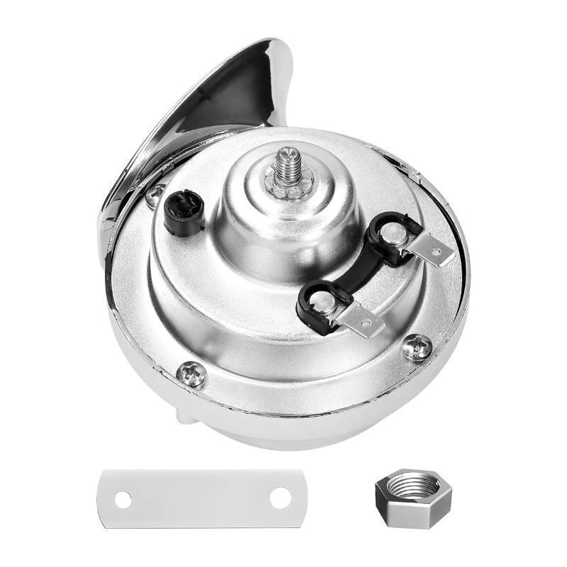 lot 5286 image: YTFRL 300DB Super Loud Train Horn, 12V Waterproof Auto Electric Snail Horn Replacement, High Low Tone Air Snail Horns for Truck Motorcycle Boat, Universal Car Accessories (Silver)