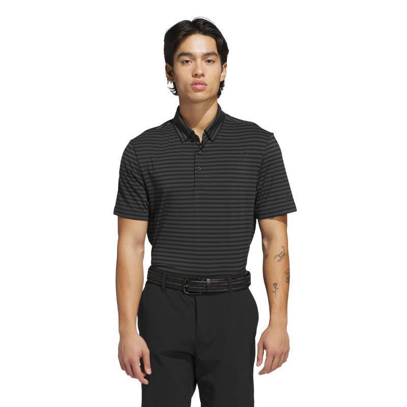 lot 8019 image: Adidas Mens Ultimate365 Stripe Polo Shirt, BlackCarbon S18, Large